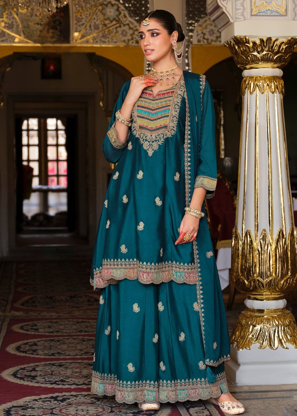 shop turquoise sharara suit