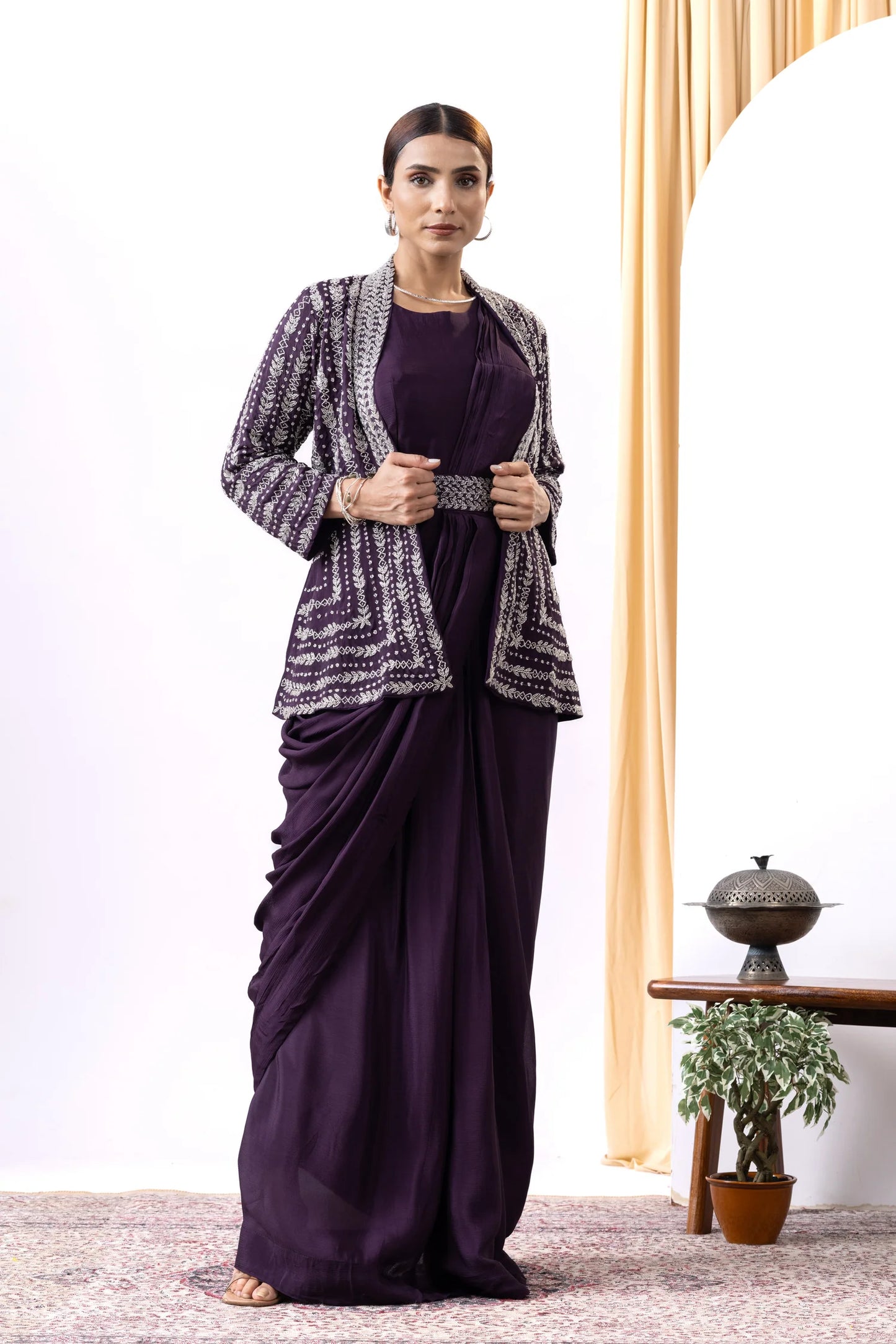 shop designer draped gown with jacket uk indian wedding wear