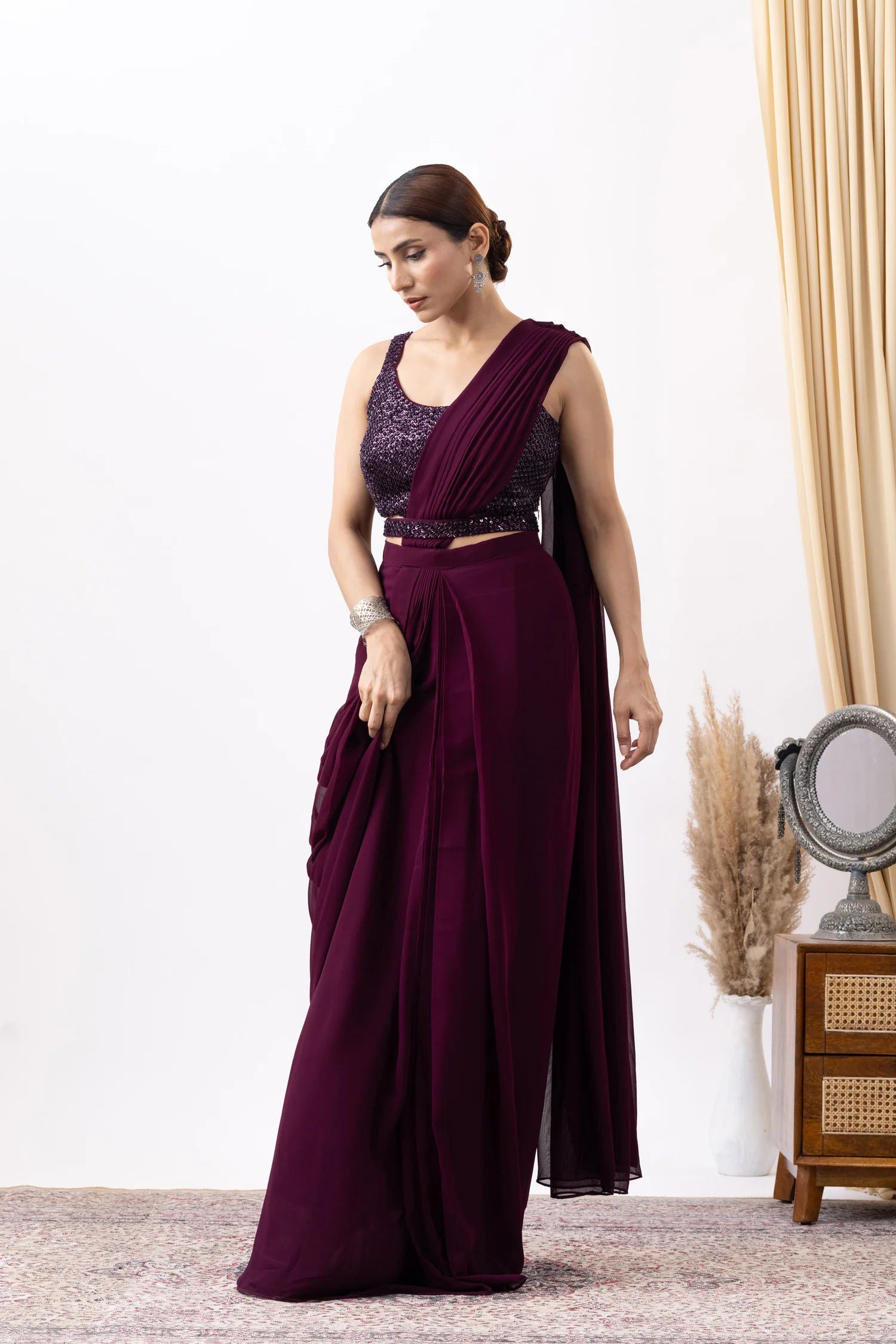 shop embroidered saree set uk indian wedding wear women