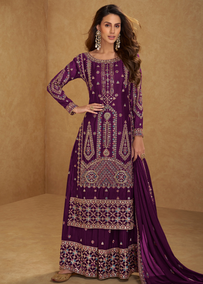 shop wine purple designer palazzo suit canada