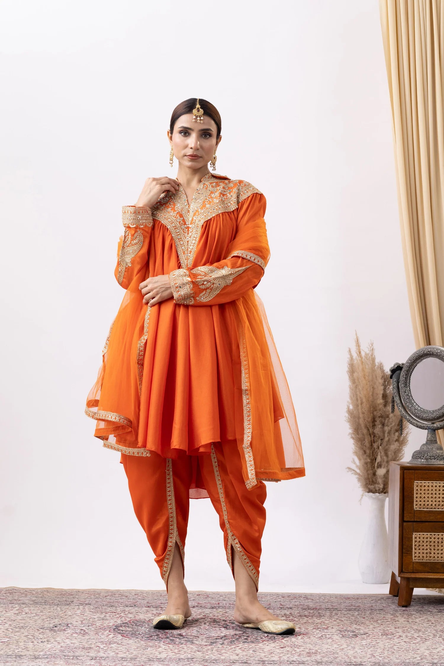 shop designer ethnic wear uk orange tulip dress
