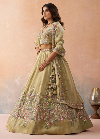 designer champagne gold lehenga