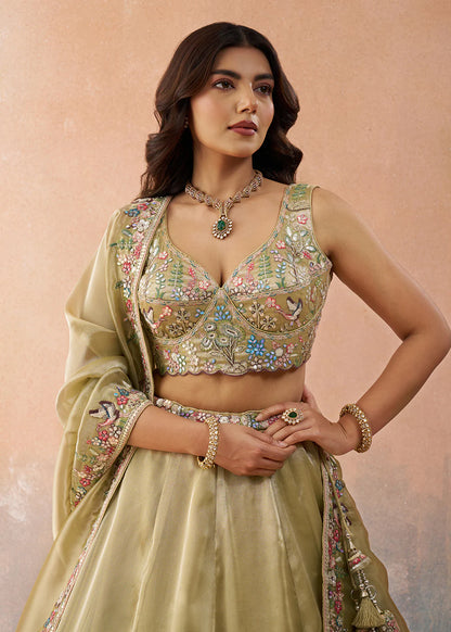 champagne gold reception lehenga