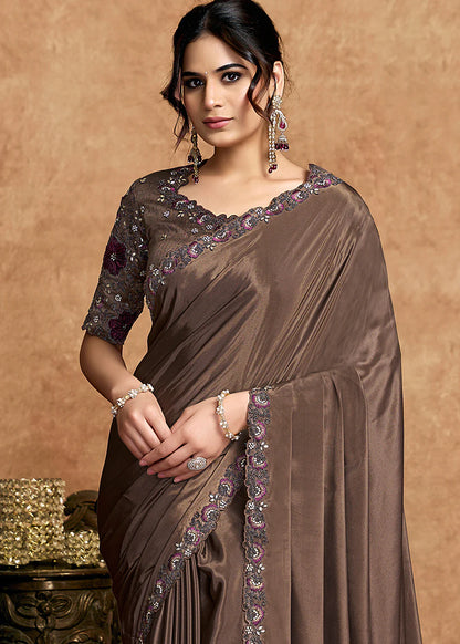 indian wedding saree brown buy usa