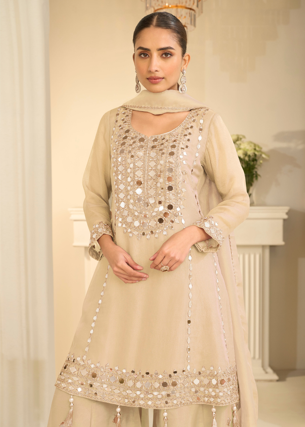 buy ready to wear indian dress cream beige usa