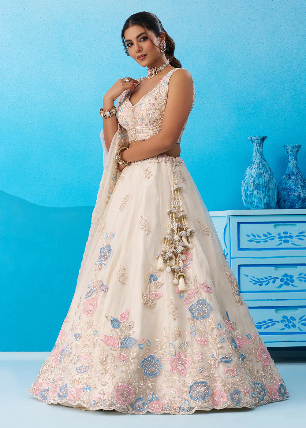 cream lehenga usa