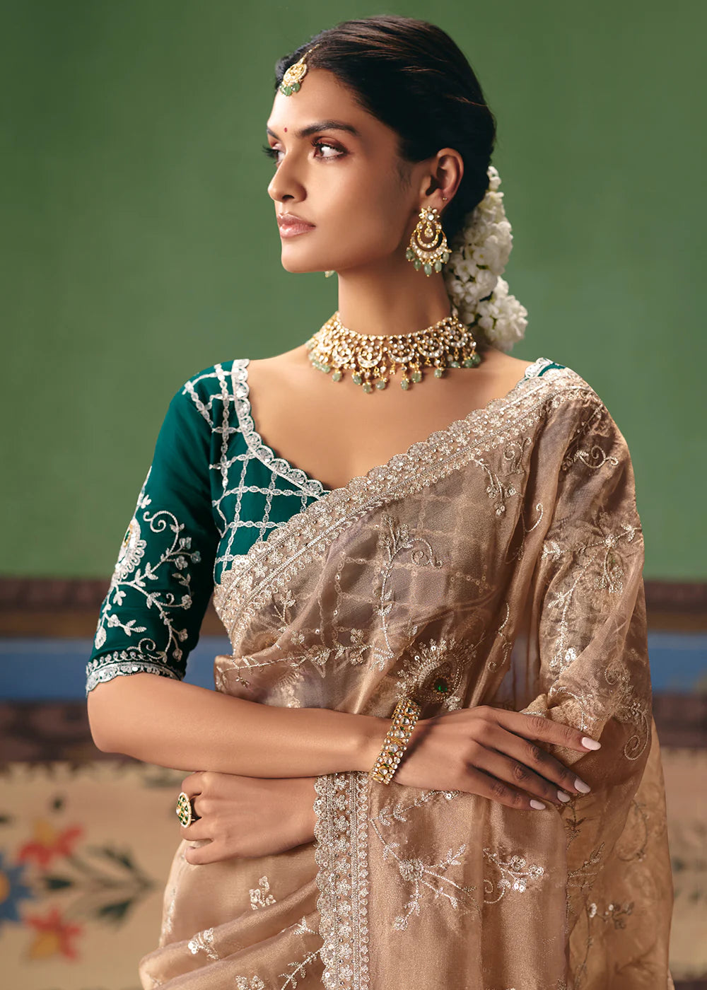 indian wedding beige saree usa