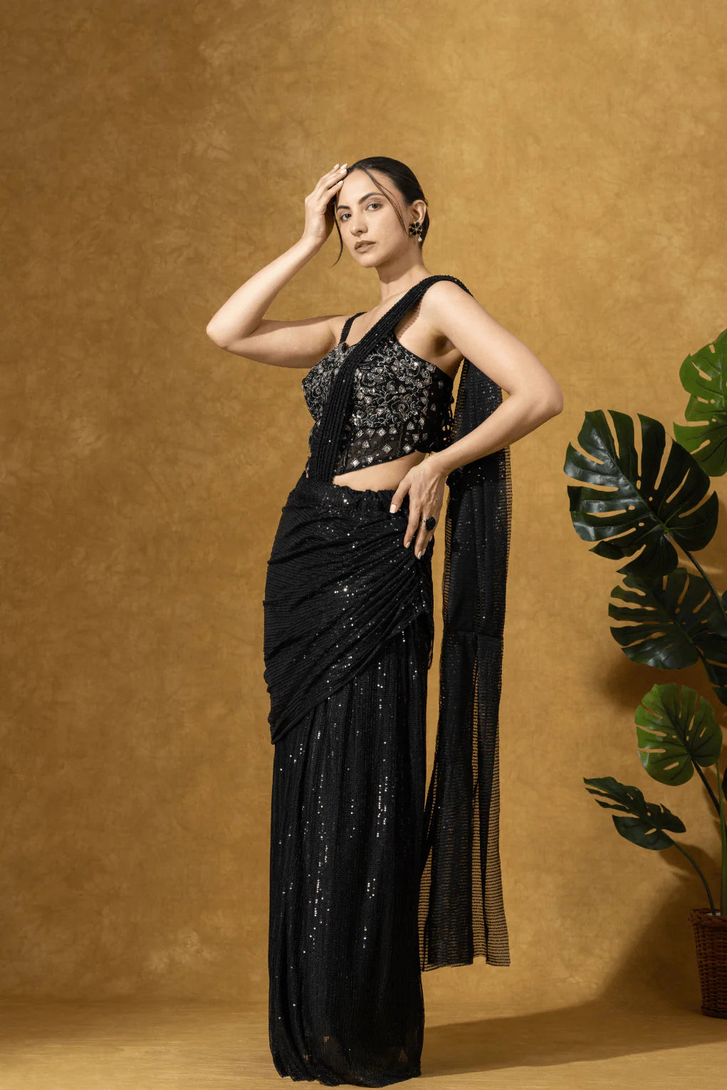 luxury black ethnic saree online