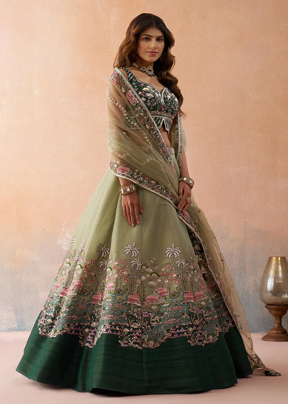 designer green lehenga choli