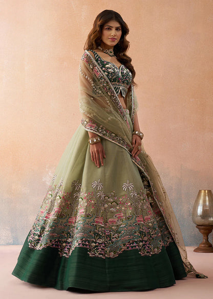designer green lehenga choli