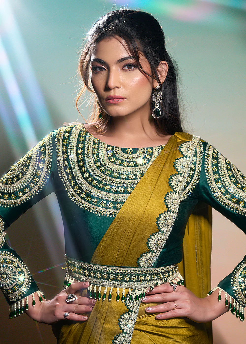 indian wedding mustard saree online