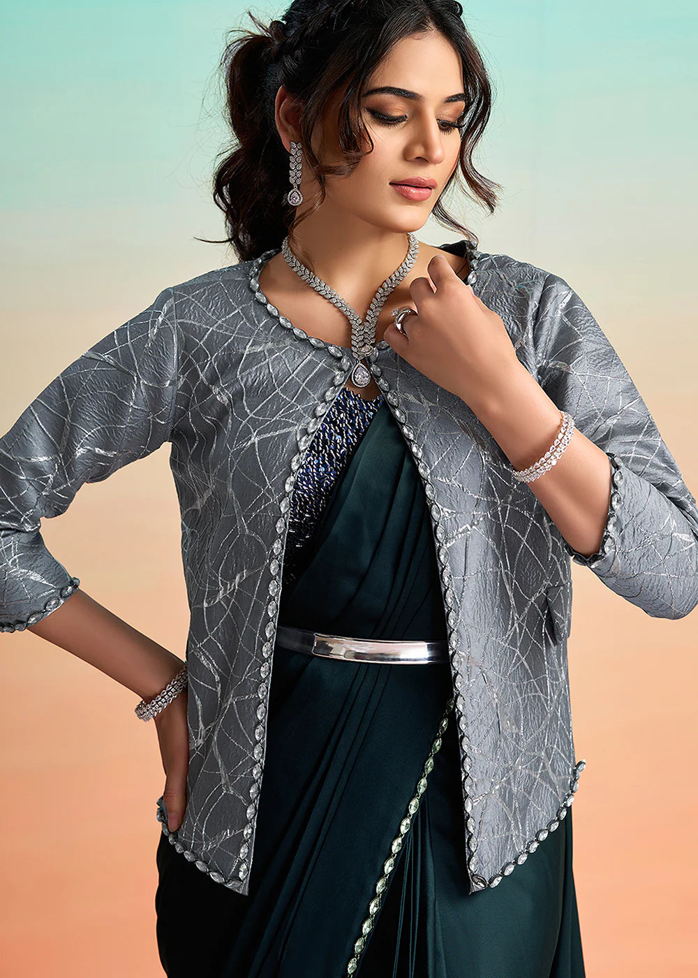 indian wedding navy saree online