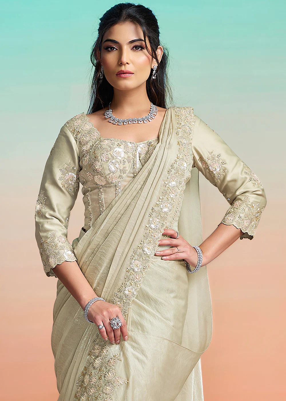 indian wedding grey saree online