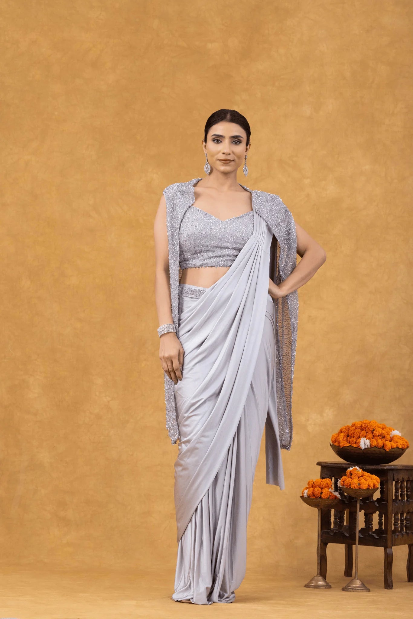 cocktail saree silver usa uk