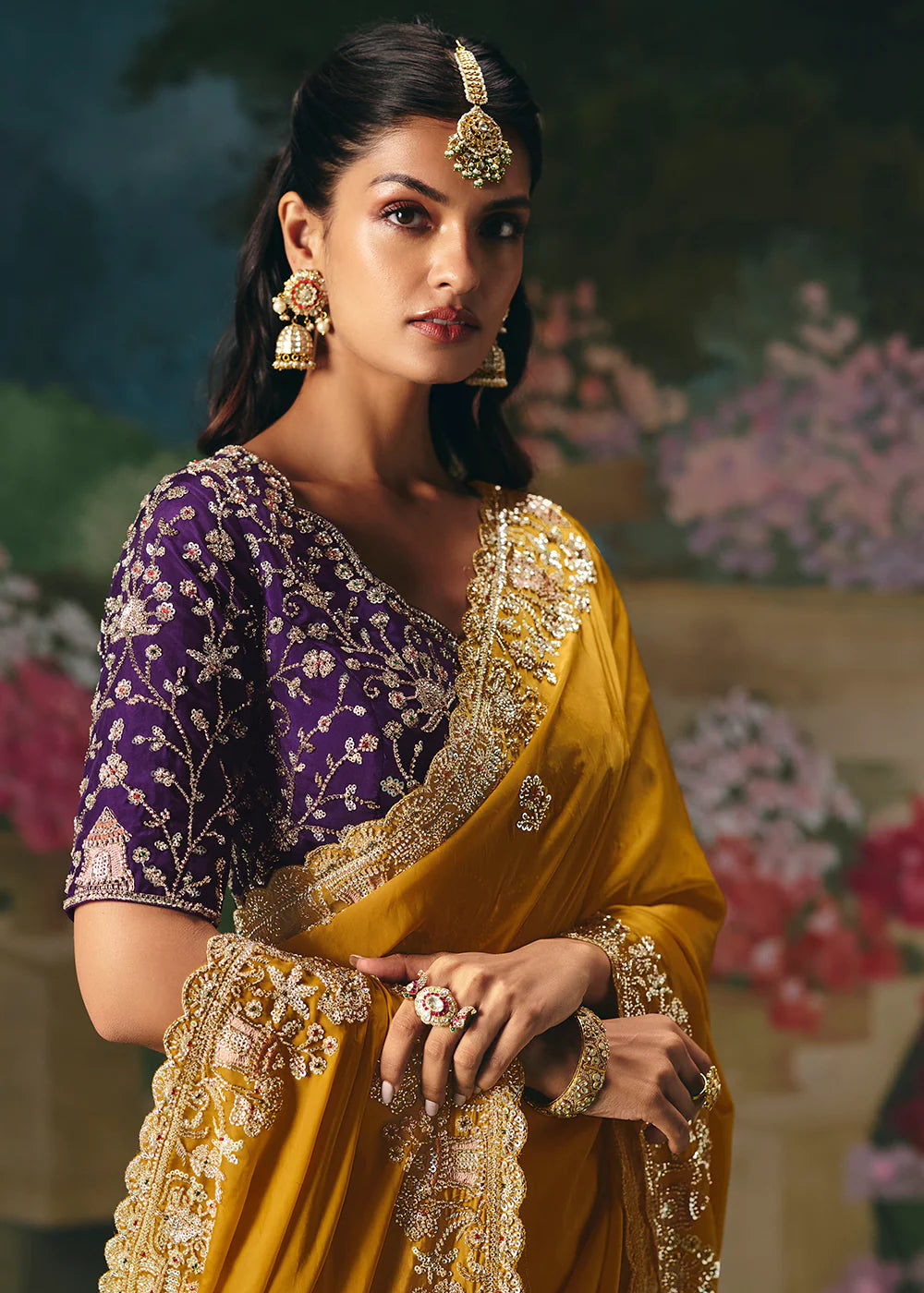 embroidered saree for wedding guest indian