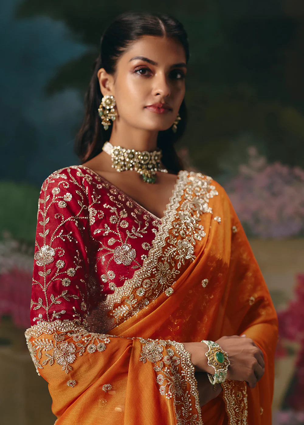 embroidered saree for wedding guest indian