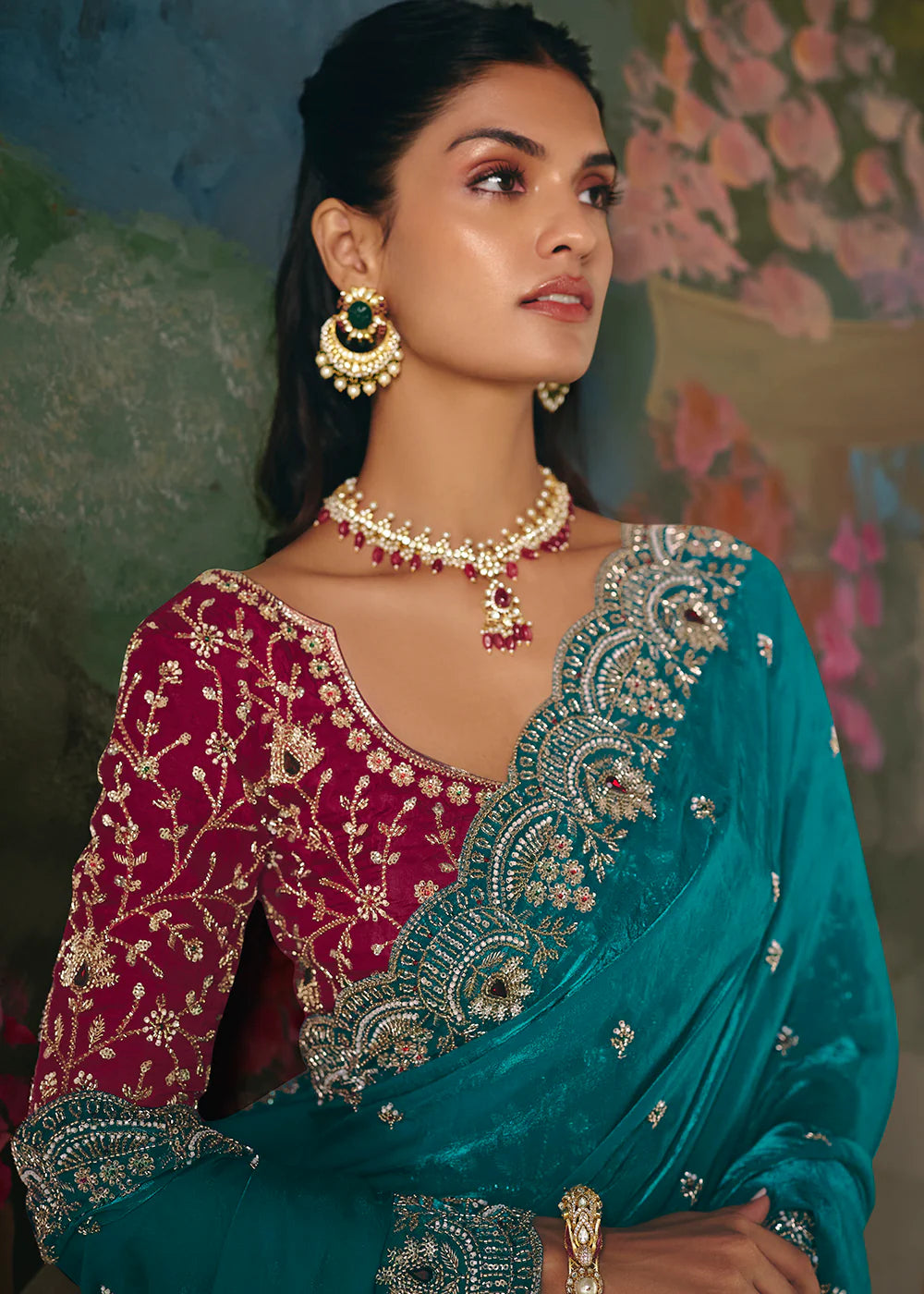 embroidered saree for wedding guest indian