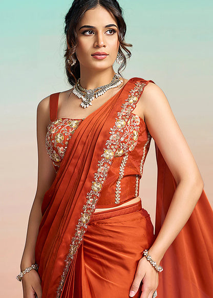 indian wedding orange saree online