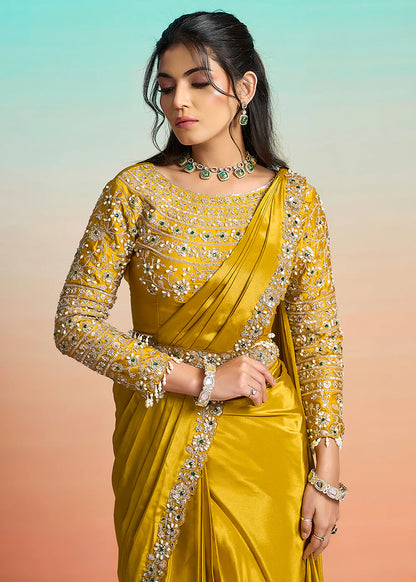indian wedding yellow saree online