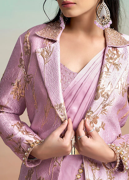 luxury ethnic lavender saree for women