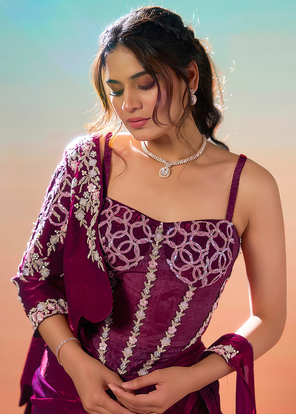 ready to wear maroon saree canada
