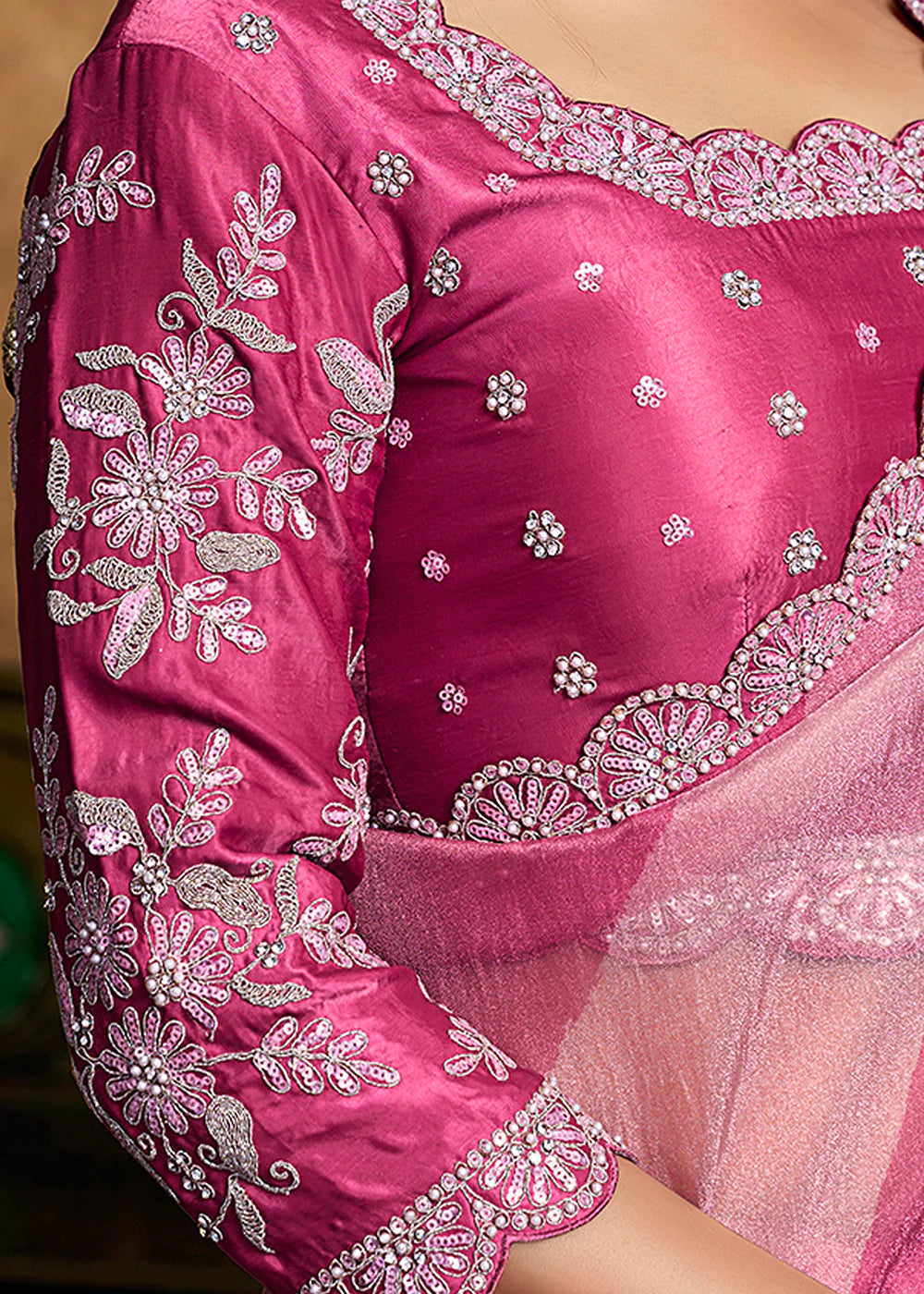 luxury pink saree canada online
