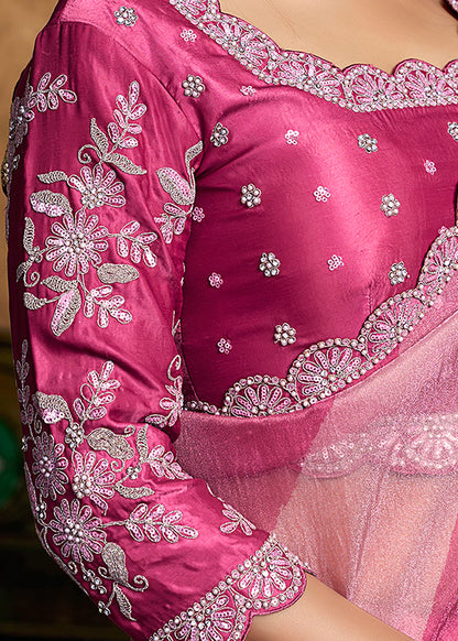 luxury pink saree canada online