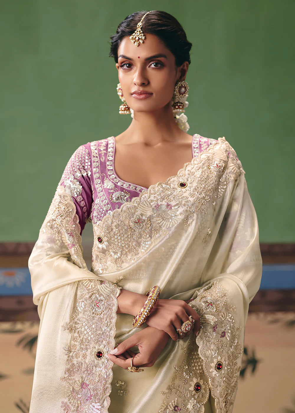 indian wedding off white saree usa