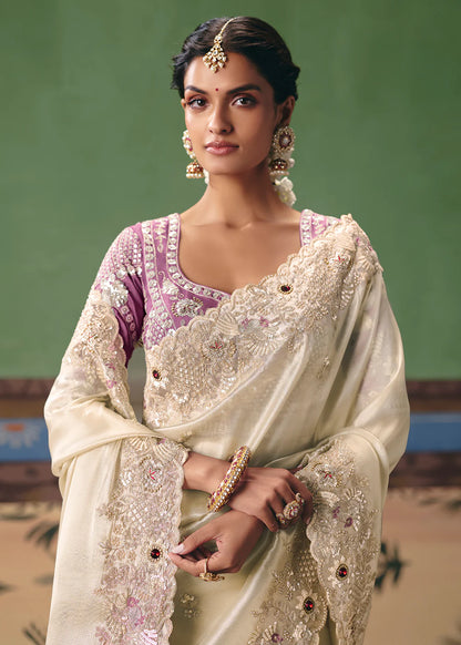 indian wedding off white saree usa