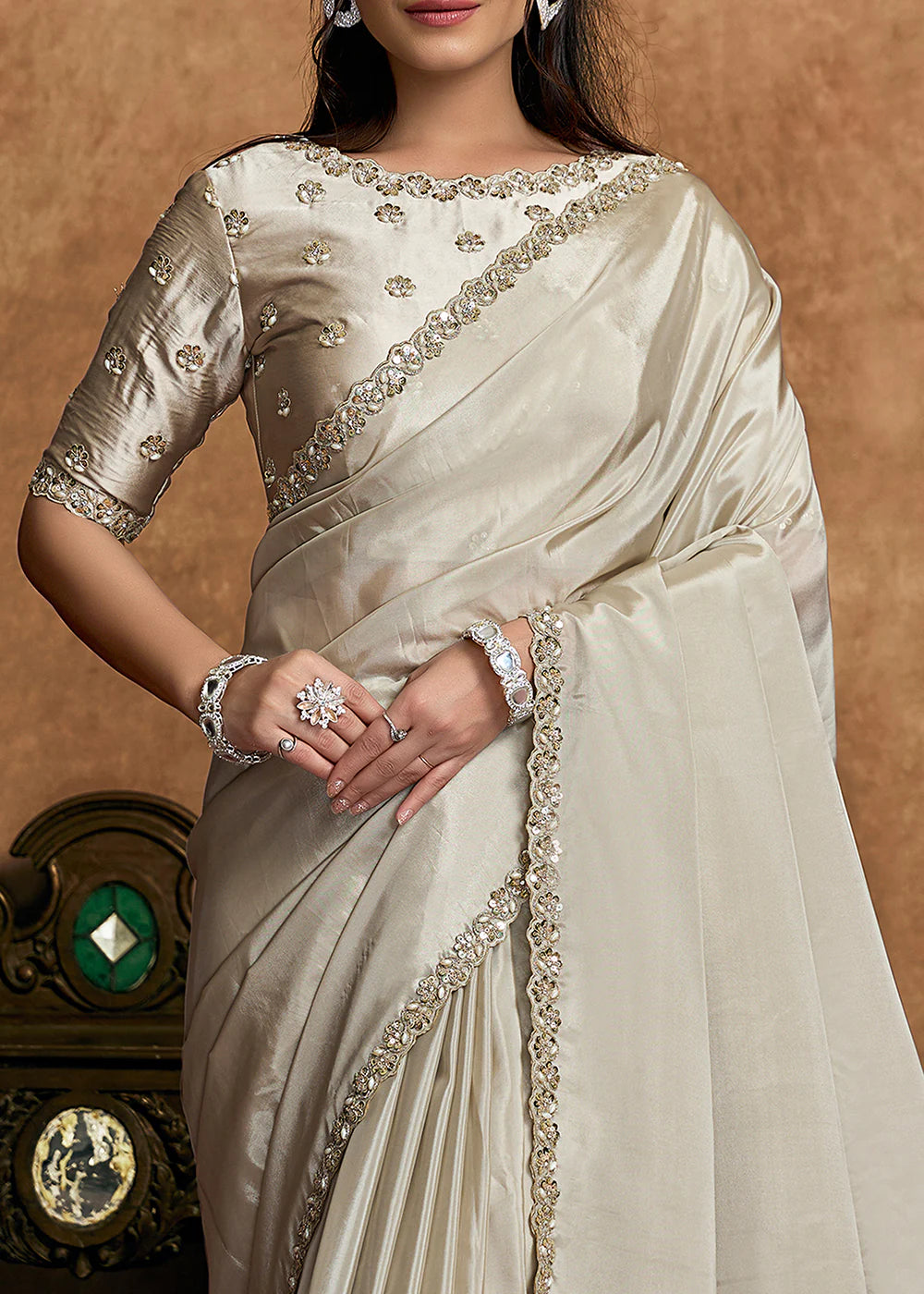 white festive saree buy online