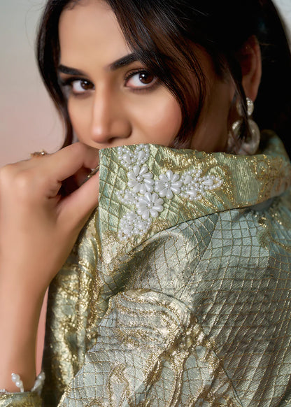 ready to wear pista green saree canada