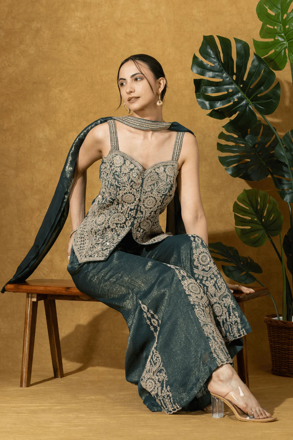 teal green festive outfit online uae
