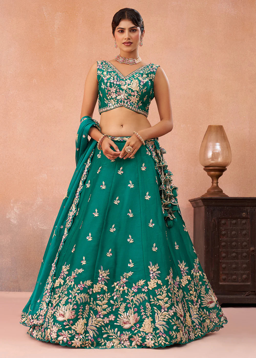 green wedding lehenga online