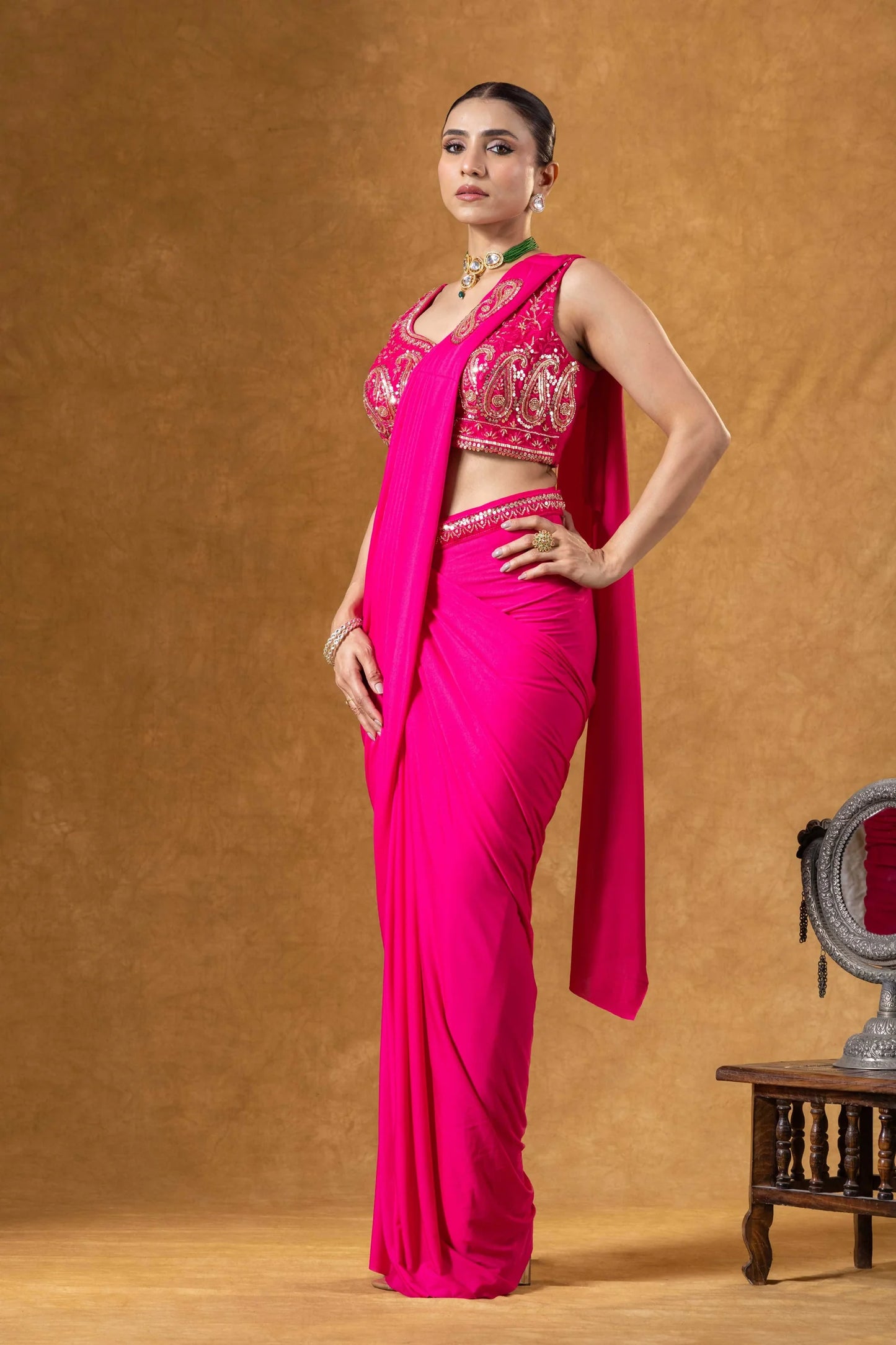 designer pre draped saree online