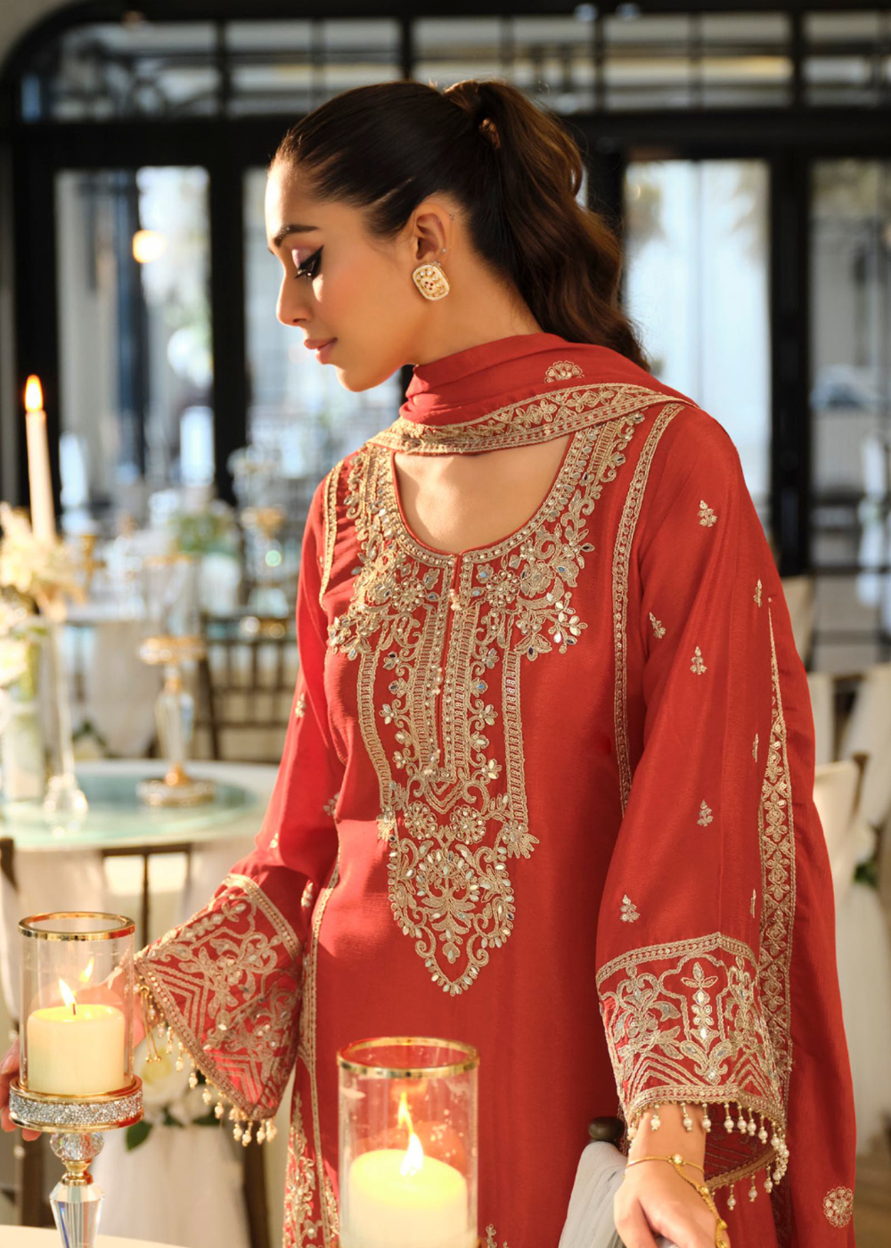 pakistani burnt orange suit