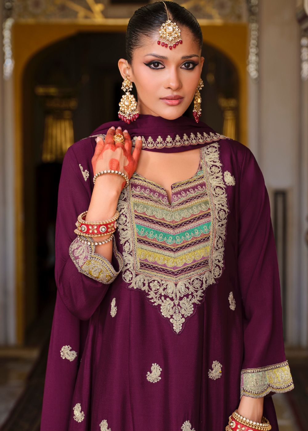 pakistani deep wine suit