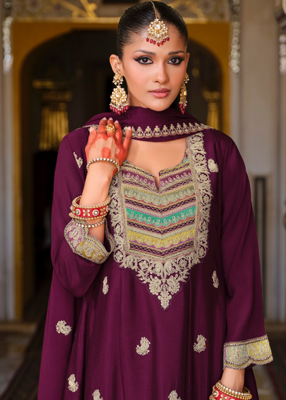 pakistani deep wine suit