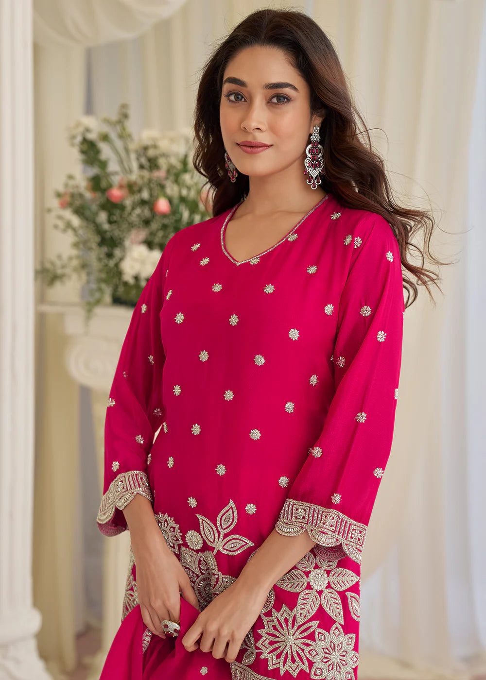 pakistani hotpink pant suit