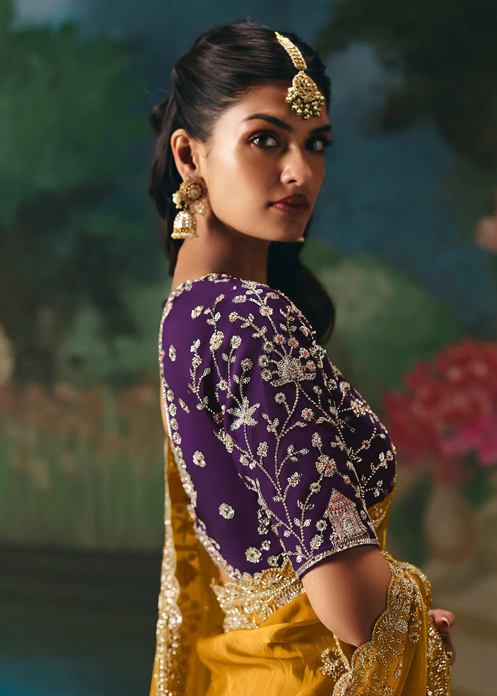 bridal guest saree mustard designer wear