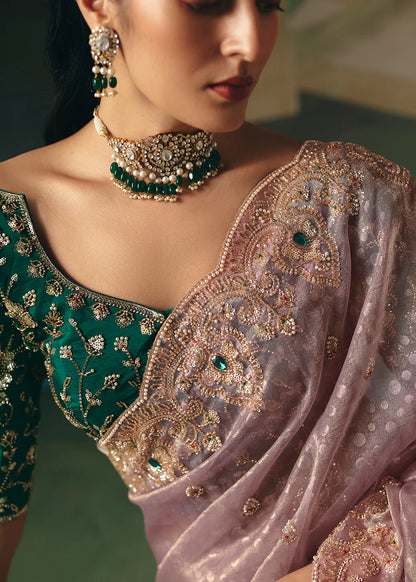 bridal guest saree rose pink designer wear