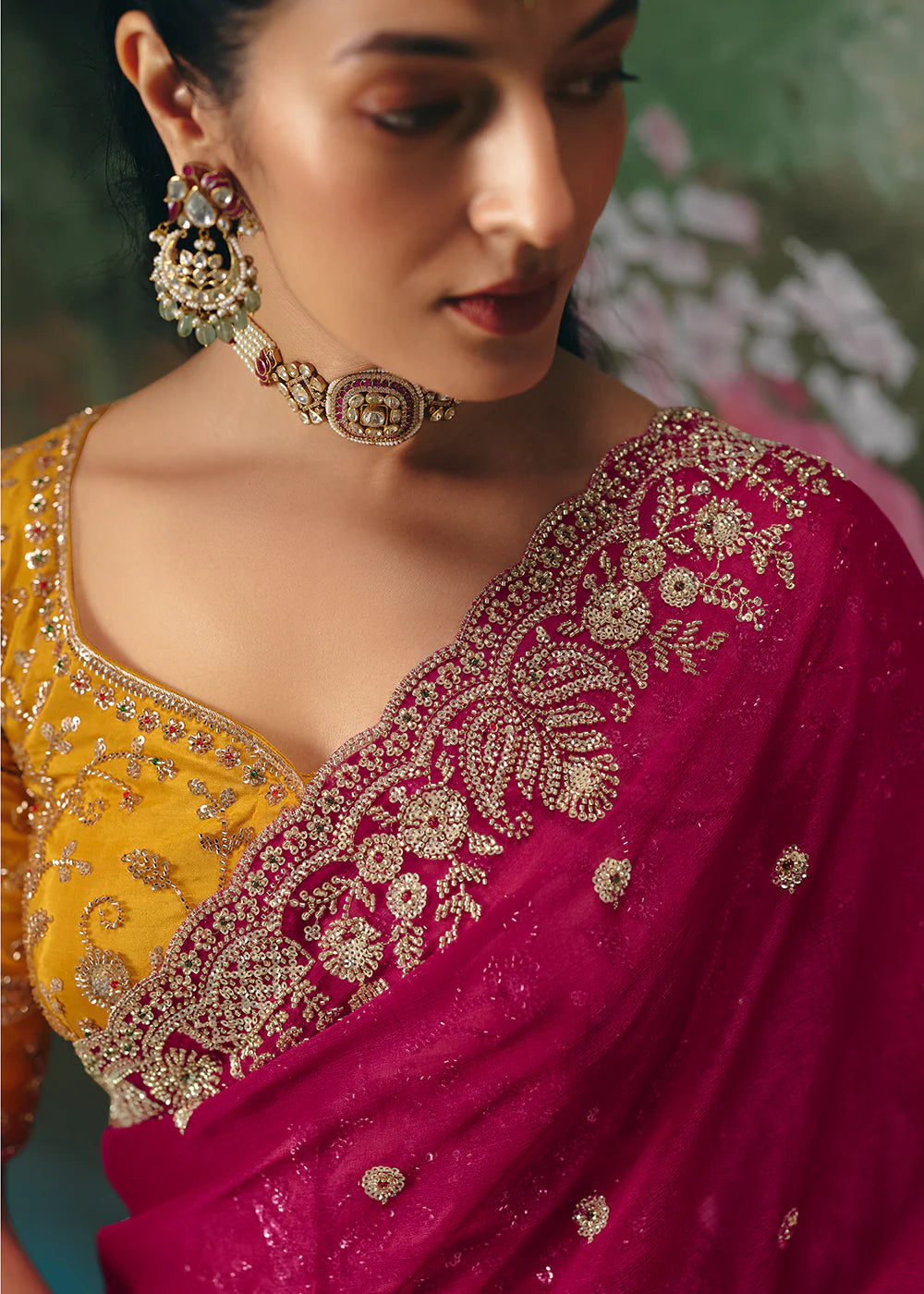 bridal guest saree rani pink designer wear