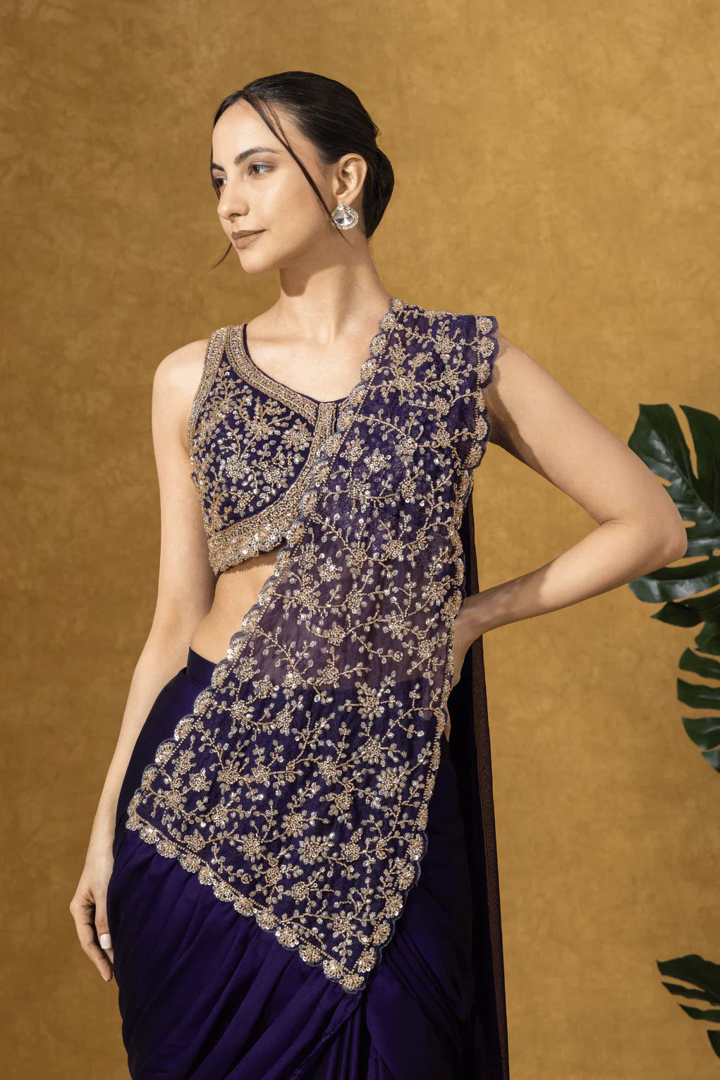 pakistani style saree purple uk