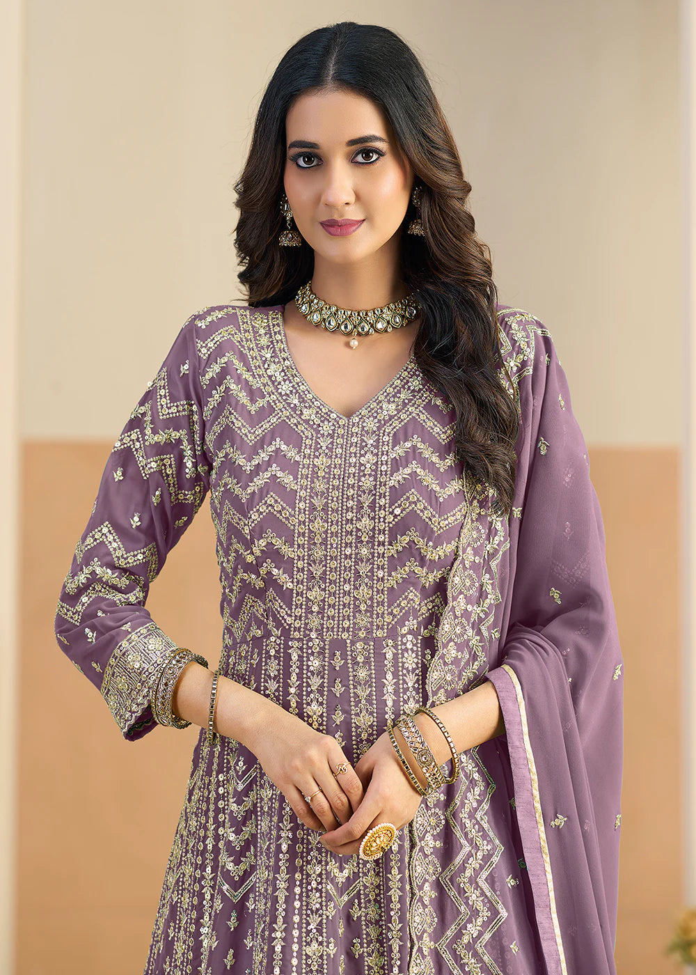 lavender anarkali gown usa