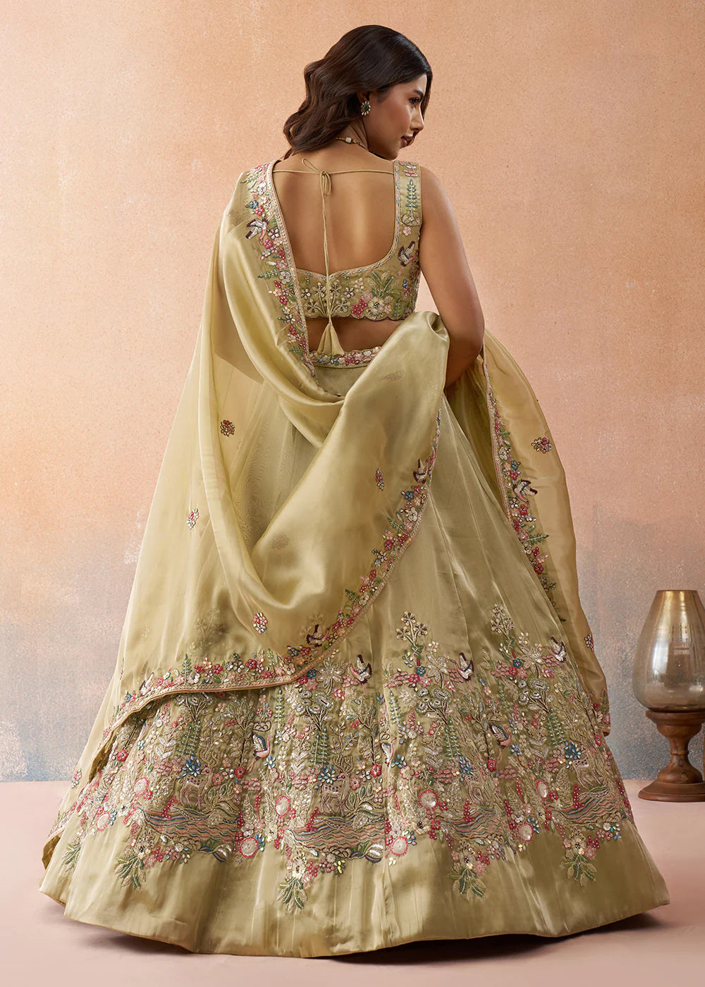champagne gold bridal lehenga