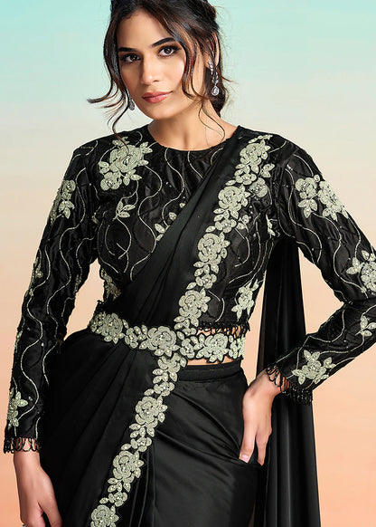 black reception saree shop online