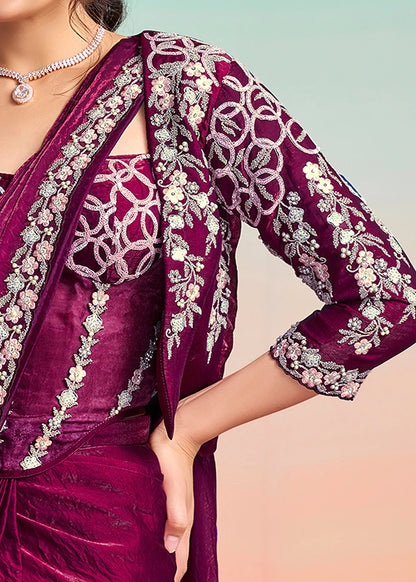 maroon reception saree shop online