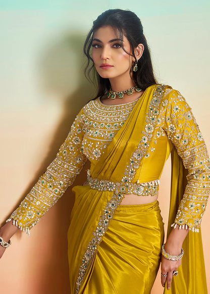 embroidered yellow saree online uk