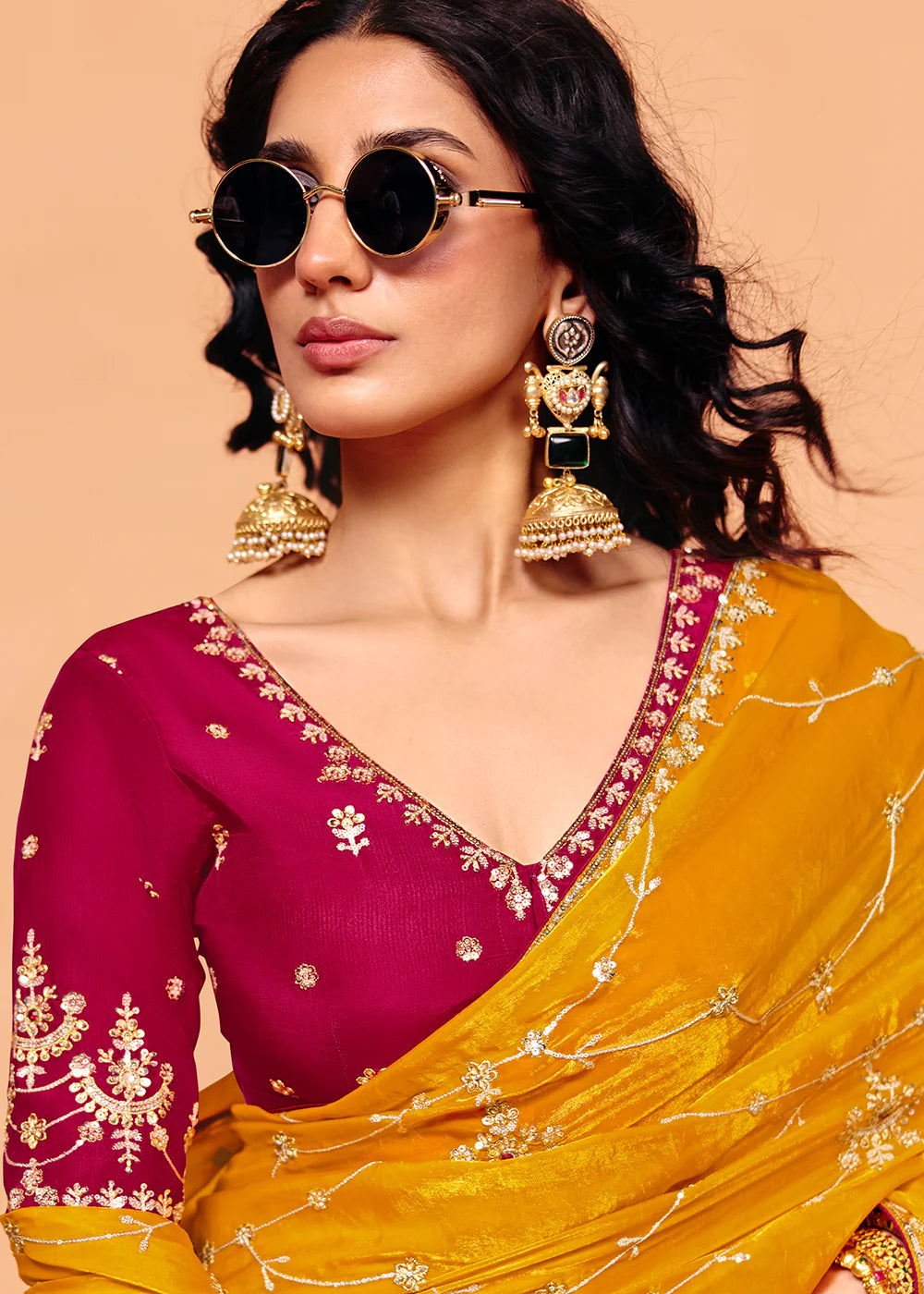 designer yellow saree indian wedding canada