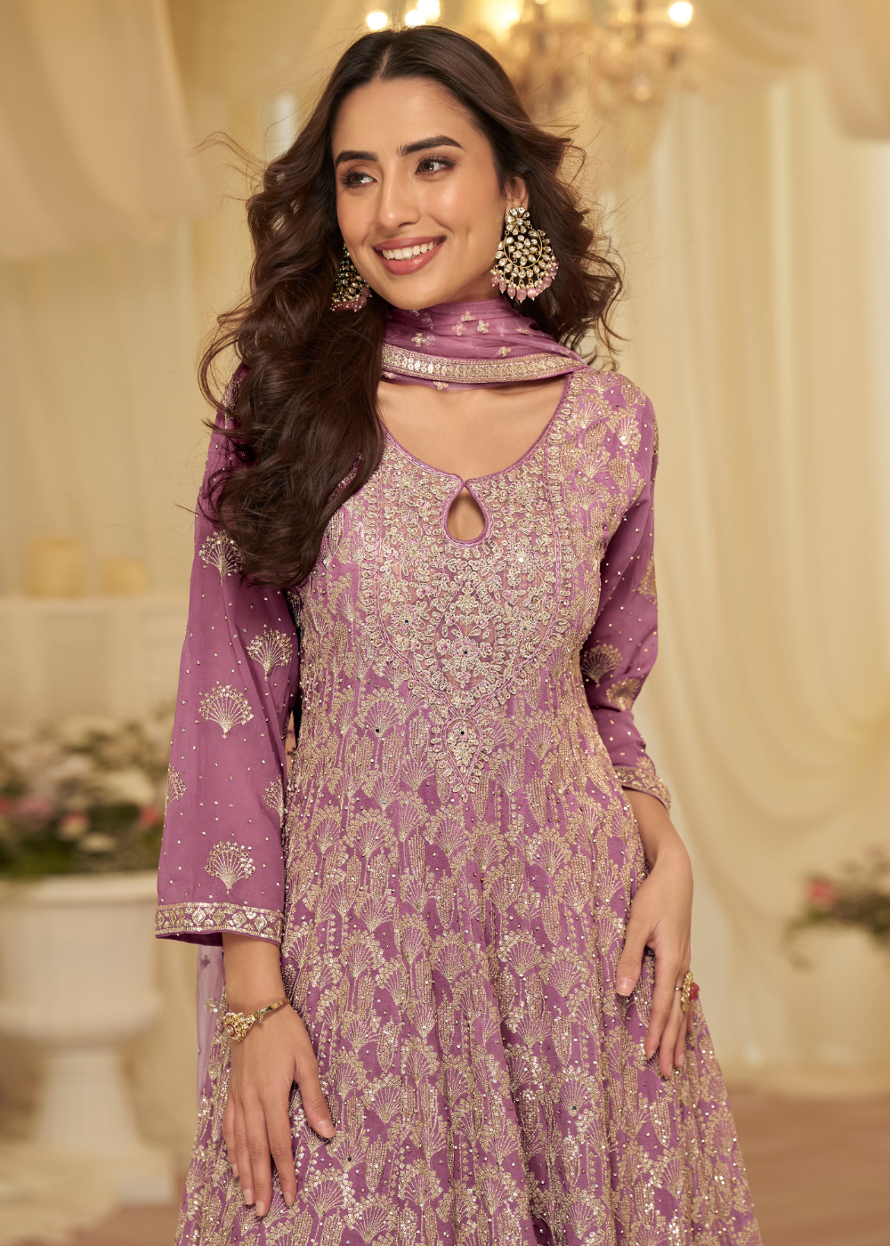 mauve purple palazzo suit