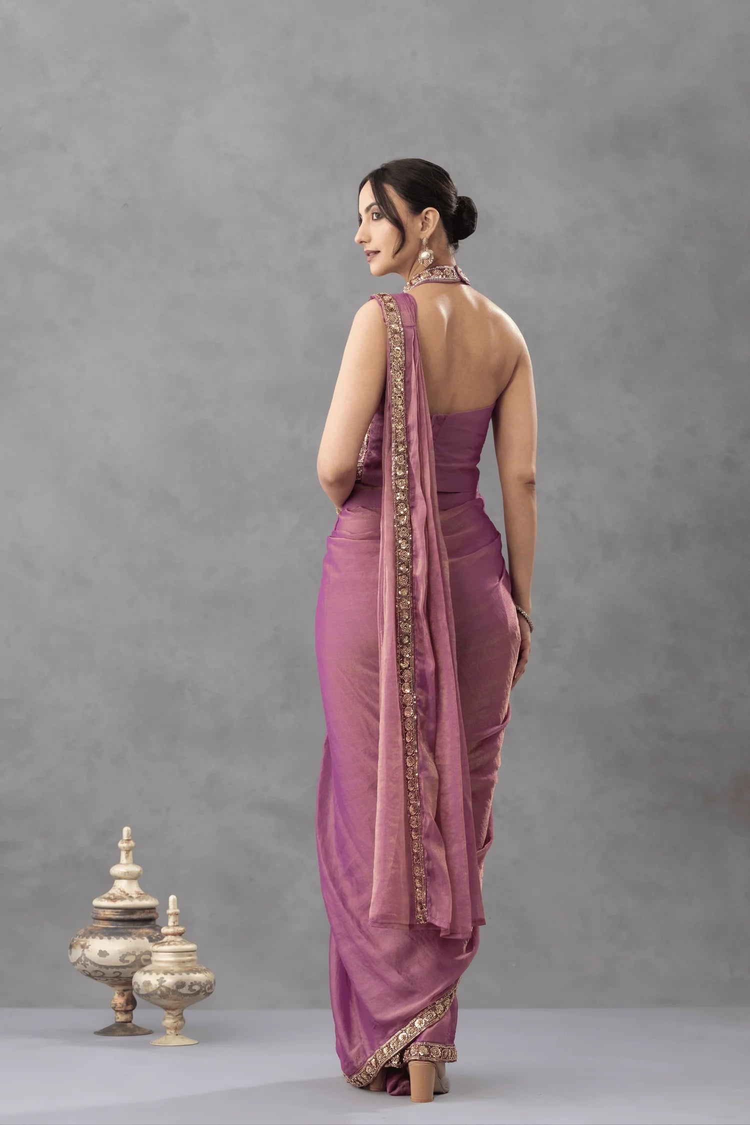 buy chiffon silk saree online mauve